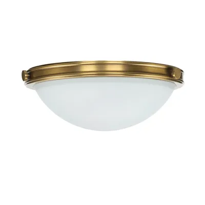 Produktbild von Deckenlampe Glasschirm Ø 35 cm rund Weiß Messing 2x E27 Deckenleuchte Wohnzimmer Küche Flur