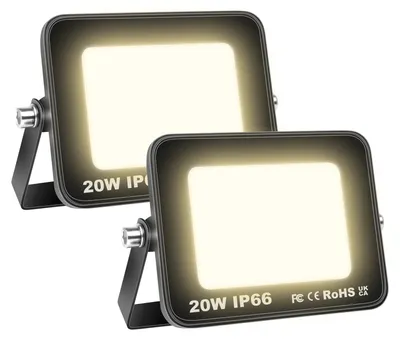 LED-Außenstrahler 20 W, warmweiß, IP66, 2000 Lumen, 2er Set