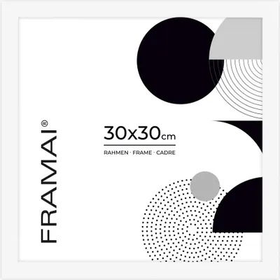 Obrázek produktu pro Rám na fotografie FRAMAI® 30 x 30 cm, bílý, MDF, ekologický rám s nerozbitným plexisklem, s úchytem