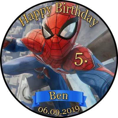 Produktbild von Tortenaufleger Fototorte Tortenbild Kindergeburtstag Spiderman SP01 (Zuckerpapier) Rund 14 cm Ø ohne Foto
