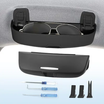 Immagine prodotto di Custodia per occhiali da auto, compatibile con Volkswagen Golf 8 (modelli 2020 e 2021), clip universale per occhiali, scatola portaocchiali e occhiali da sole, accessori per auto (nera)