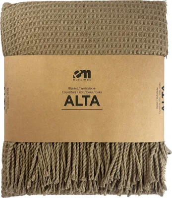 Produktbild von Decke Wohndecke Tagesdecke Alta Mit Fransen Waffeldecke Taupe Beige 150x200 cm