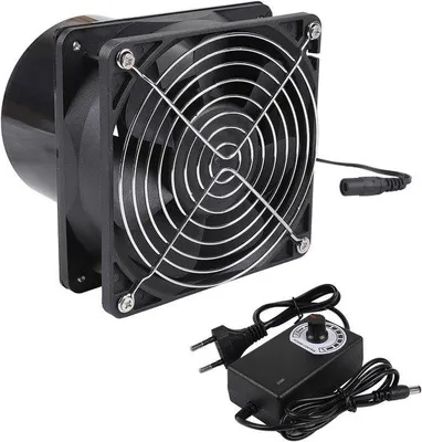 Productafbeelding van 100 mm Ventilator met Snelheidsregelaar, Stille Afzuigventilator met Beschermingsrooster voor Keuken, Badkamer, Garage, Kelder, Duurzaam