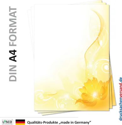Produktbild von Motiv Briefpapier (MPA-5142, DIN A4, 25 Blatt) gelb orange Blumen Ornamente Muster farbiges Motivpapier