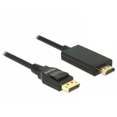 Produktbild von Kabel Displayport 1.2 Stecker > HDMI-A Stecker 2 m schwarz 4K Delock