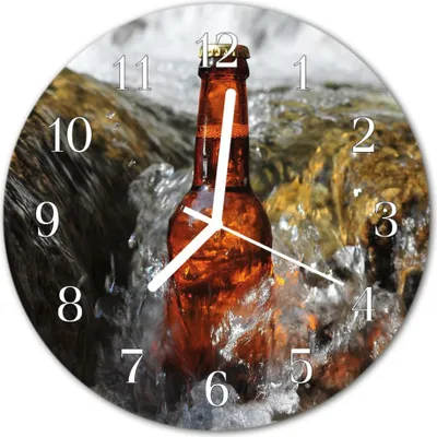 Produktbild von Glasuhr Wanduhr Küchenuhr Echt-Glas 30fi cm Bier braun