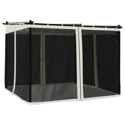 Produktbild von Pavillon mit Netzwände Creme 3x3 m Stahl