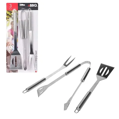 Produktbild von Premium Grillbesteck Set mit Grillzange Pfannenwender Fleischgabel rostfreier Stahl