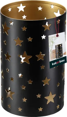 Image de KOTARBAU® Photophore Étoiles Métal Noir ⌀ 9 cm Hauteur 15 cm Acier ajouré Photophores Décoration de table Porte-photophores Grandes bougies chauffe-plat Métal Décoration de Noël