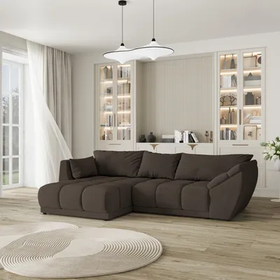 Produktbild von Masseno Ecksofa ORENTI L-S mit Schlaffunktion L-Form, Sofa mit Bettkasten, Wohnzimmersofa, Couch, Soffa, Bettsofa, Couchgarnitur- Braun, MATT VELVET 29