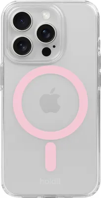 Produktbild von Holdit Handyhülle passend für iPhone 15 Pro Silikon-Magnethülle (transparent/rosa)