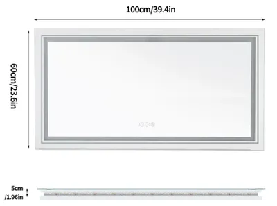 Produktbild von LED-Badezimmerspiegel - Rechteckiger Wandspiegel - 100 x 60 cm - Front- und Hintergrundbeleuchtung - Beschlagfrei - Wandmontage - Modernes Design