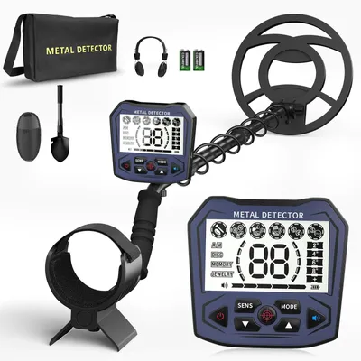 Produktbild von Metallsuchgerät - Hochpräziser Metalldetektor - 5 Suchmodi - Verstellbare Stange - IP68 wasserdichte Suchspule - LCD-Display, Batterie inklusive - Lila