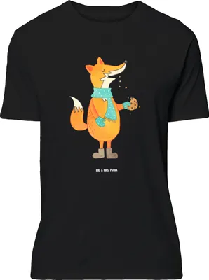 Produktbild von Mr. & Mrs. Panda Größe XL T-Shirt Fuchs Keks - Schwarz - Geschenk, Shirt, Füchse, Tshirt, Weihnachtlich, Frieren, mit Spruch, Kekse, Plätzchen, Liebe, Winter