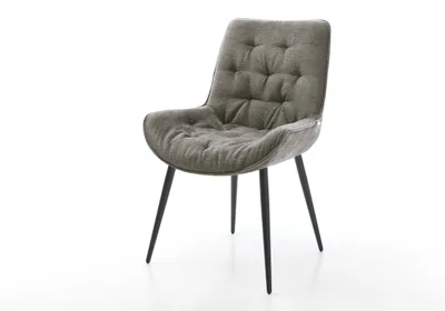 Produktbild von DELIFE Esszimmerstuhl Taimi-Flex Bouclé Soft Schlamm 4-Fuß konisch Schwarz
