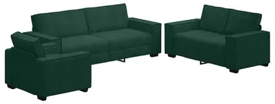 Zdjęcie produktu dla vidaXL 3-częściowa sofa z poduszkami ciemnozielony aksamit