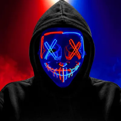 LED-Horrormaske für Erwachsene, Neon, Cosplay, 20x17x8 cm