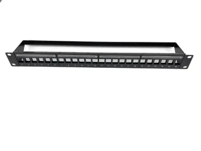 Produktbild von 19 Zoll Patchpanel 24-Port 1HE Keystone Modul Verteilerfeld schwarz Netzwerk