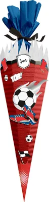 Produktbild von itenga SCHULTÜTEN Bastelset 68cm "FUSSBALL" meine Vereinstüte rot - blau rot