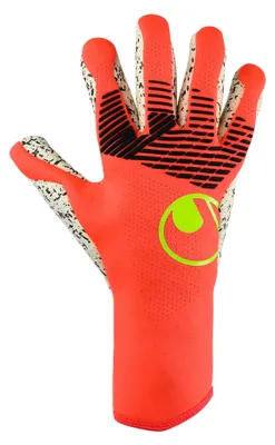 Zdjęcie produktu dla Rękawice bramkarskie Uhlsport Fangmaschine Supergrip+ Finger Surround, czerwone i pomarańczowe, model 11