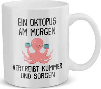 Produktbild von 22Feels Oktopus Tasse Süßes Tier Spruchtasse Geschenk Wichteln Arbeitskollege Büro Humor Witzig Secret Santa Geburtstag Weihnachten Kaffeetasse Frauen Männer Haferl