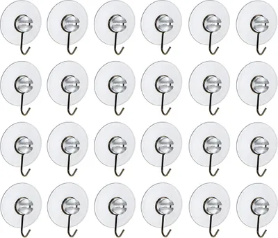 Produktbild von 24 Saugnäpfe Haken transparent für Fenster Lichterkette Saugnapf Saughaken Ø 4cm Befestigung für Lichterketten Weihnachten