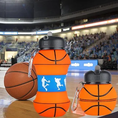 Obrázek produktu pro Ibenzoa® Skládací silikonová láhev na pití, 550/201 ml – bez BPA, vhodná pro styk s potravinami, rozsah teplot -40 °C až 201 °C, pro sport a outdoor, široký otvor, poutko pro přenášení