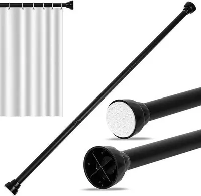 Produktbild von Famanu Teleskop-Duschvorhangstange 100-130 cm Silber, verstellbare Klemmstange ohne Bohren