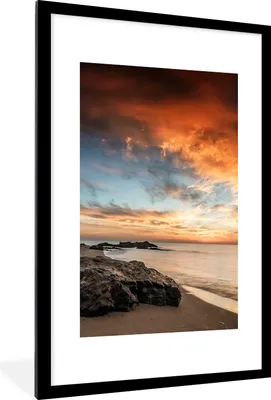 Produktbild von MuchoWow® MuchoWow® Gerahmtes Poster Strand - Himmel - Meer 60x90 cm - Poster mit zchwarzem Bilderrahmen - Dekoration - Wandposter Wohnzimmer - Hochwertig