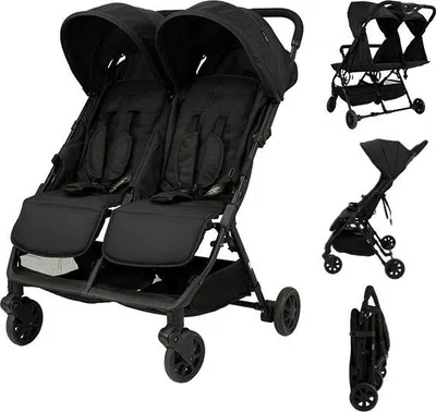 Produktbild von Novi Foss Go Duobuggy – Geschwisterbuggy für 2 Kinder – bis 15 kg pro Sitz – kompakt & wendig - Schwarz
