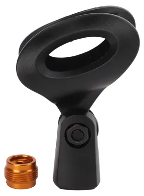 Immagine prodotto di Supporto per microfono R6 in plastica nera, con clip di fissaggio flessibile