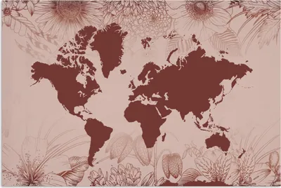 Produktbild von MuchoWow® Poster Weltkarte - Blumen - Rot 120x80 cm - Bilder