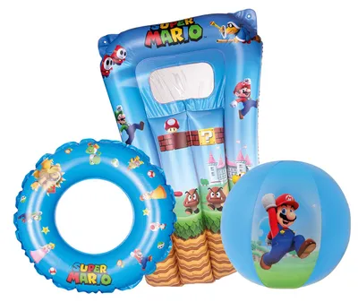 Produktbild von Super Mario Strandset Happy People 16190 3in1 Ball Schwimmring Matratze Pool Strand Kinder