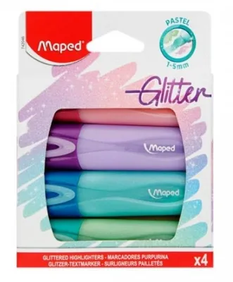 Zdjęcie produktu dla Maped 742046 Zakreślacz Maped FLUO'PEPS Glitter PASTEL, pudełko 4 szt