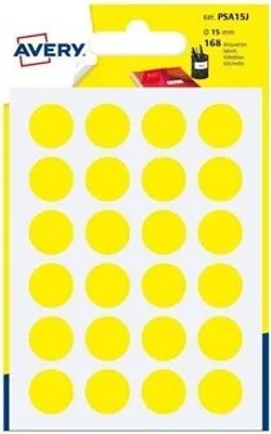 Produktbild von Avery PSA15J, Gelb, Rund, Permanent, Papier, 1,5 cm, 168 Stück(e)