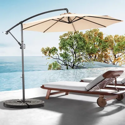 Immagine prodotto di LVHOM Ombrellone a braccio laterale con manovella 2,95 m x 2,95 m, ombrellone da giardino, ombrellone con manovella idrorepellente, ombrellone da mercato inclinabile, UV50+, kaki