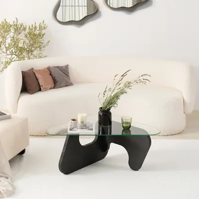 Image de Skye Decor, Freya - Anthracite, table basse, anthracite, 100 % verre trempé, 94 x 72 x 38 cm