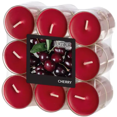 Produktbild von 18 Gala Flavour by GALA Duftlichte Ø 38 mm, 24 mm bordeaux - Cherry in Polycarbonathülle 96986 Teelichte Duftkerzen