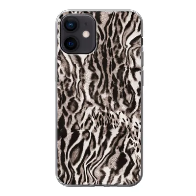Produktbild von MuchoWow® Handyhülle Schutzhülle Hülle für iPhone 12 Pantherdruck - Formen - Schwarz - Braun Silikon Softcase Handy Hülle - Schutzhülle