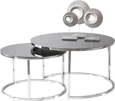 Produktbild von Couchtisch Luxus Set Beisteltisch Kaffeetisch Silber Wohnzimmer Design
