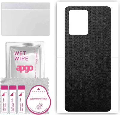 Produktbild von apgo Rückseite Schutzfolie, Skin, kompatibel mit Redmi Note 12 4G, Hinten Displayschutzfolie aus Vinylfolie, kratzfest, einfache Montage - Schwarze Honigwabe