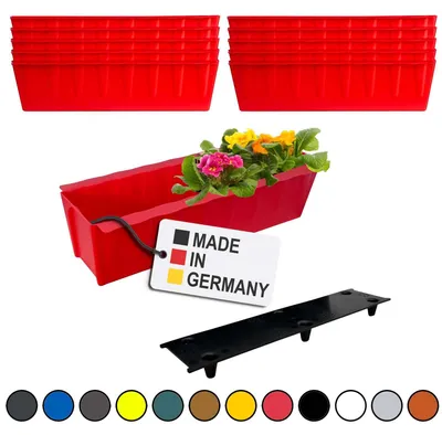 Produktbild von BURI 10 Euro-Paletten Blumenkästen-Einsätze inkl. Bewässerungsmatte | 37,3cm Rot | Pflanzkasten für Europalette Palette | Balkonkasten | Blumentopf | aus stabilen Kunststoff |  Germany