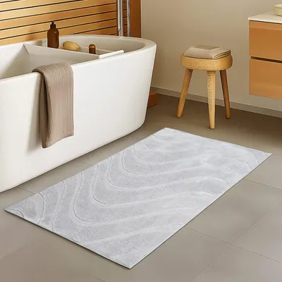 Produktbild von Badteppich Grau 40x60 cm - Badematte Rutschfest & Waschbar - Duschvorleger Badezimmer