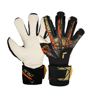 Produktbild von Reusch Torwarthandschuhe Attrakt SpeedBump Ortho-Tec mit Evolution Negative Cut 7738 black / gold / orange 11