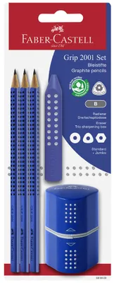Produktbild von Faber-Castell 580023, B, Blau, Mehrfarbig, Dreieckig, Kunst, Grafische Zeichnung, Hobby, Büro, Schule, Sichtverpackung, 3 Stück(e)