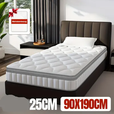 Obrázek produktu pro Matrace s pružinovou základnou – Matrace – Pružinové matrace – 7-zónové matrace – Matrace s prostěradlem – 90x190 cm – Výška 25 cm