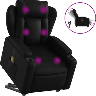 Produktbild von vidaXL Massagesessel mit Aufstehhilfe Elektrisch Schwarz Kunstleder