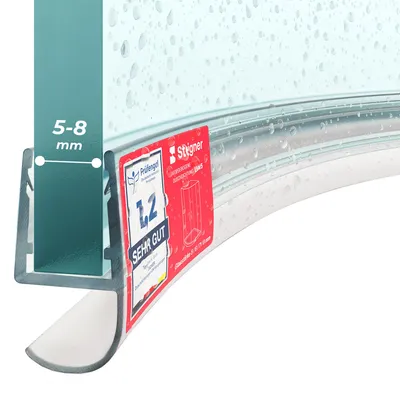 Produktbild von STEIGNER Duschtürdichtung gebogen UK15 200 cm (1 Stk.) Transparent - Duschdichtung für Runddusche oder Duschkabine Viertelkreis mit Duschtür 5-8 mm - Perfekte Passform, Wasserdicht, Flexibles Material