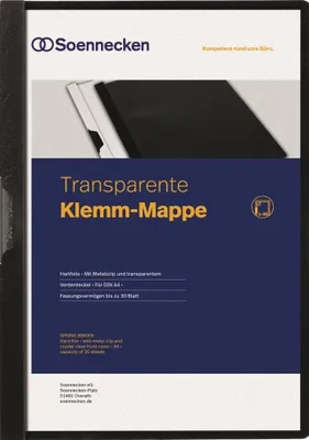 Produktbild von Soennecken Klemmmappe 3320 DIN A4 bis 30Blatt PVC schwarz