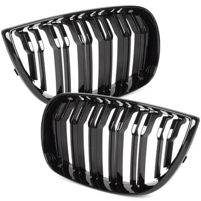 Produktbild von BMW 1 E81 E82 E87 E88 04-07 Nierengitter zwischen den Scheinwerfern (links + rechts) SCHWARZ Glänzend DOPPELSTREBEN